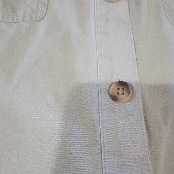 Vtg Talbots Button Up Shirt Dress Khaki Tan Womens 12 Petite Cotton Safari - Picture 7 of 15